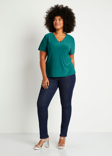 T-shirt manches courtes uni ou imprimé Uni Vert