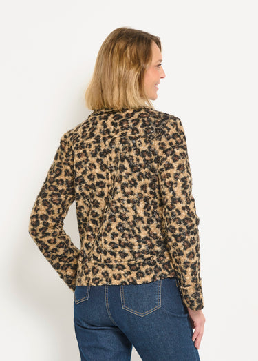 Veste motard léopard aspect laineux Leopard