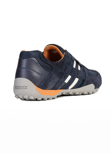 Baskets multimatières à lacets sportwear Bleu Marine