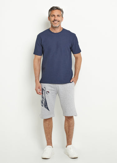 T-shirt col rond épais maille texturée Marine