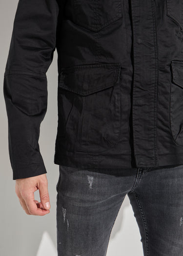 Veste casual multipoches col montant Noir