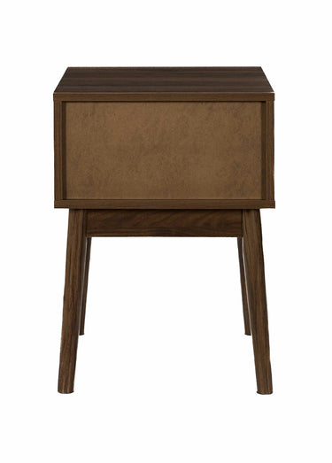 Table de chevet en bois foncé rainuré Marron