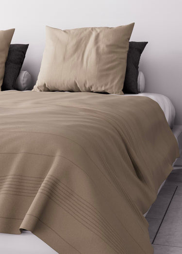 Jeté de canapé bachette coton, motif lignes Taupe