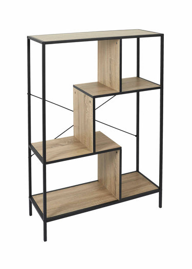 Etagère zigzag 4 niveaux en métal foncé Bois / Noir