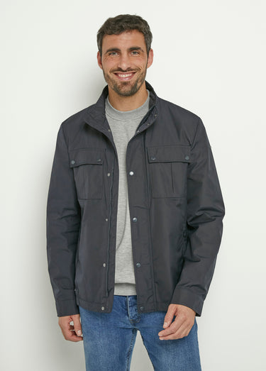 Veste col montant poches plaquées Marine