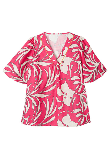 Tunique ample longue Rose/Ecru