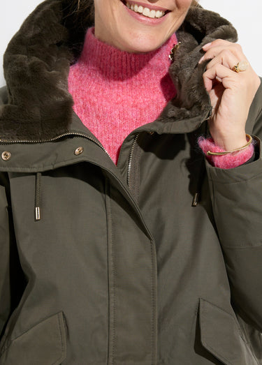 Parka déperlante intérieur fourrure Kaki