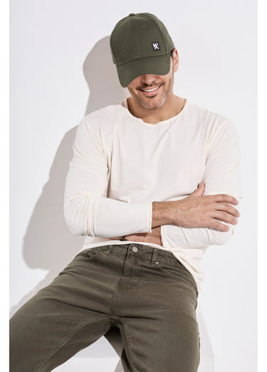 Casquette en twill de coton patch gomme Olive
