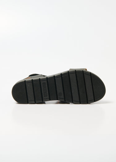 Sandales cuir grande largeur compensées scratchées Noir