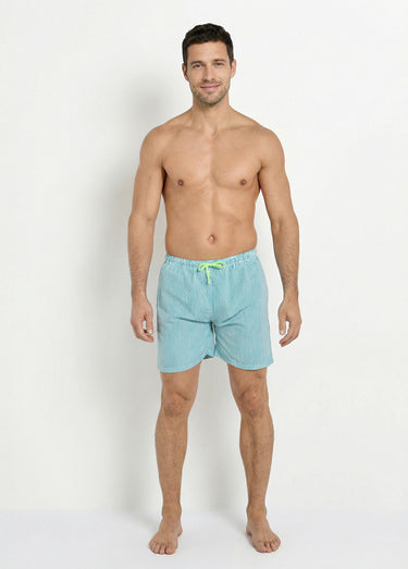 Short de bain à rayures fines Raye Vert