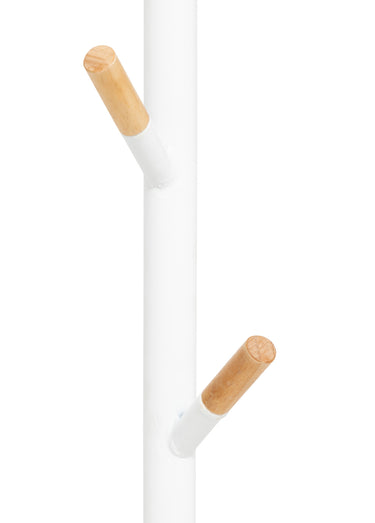 Porte manteaux acier bois avec 6 patères Blanc