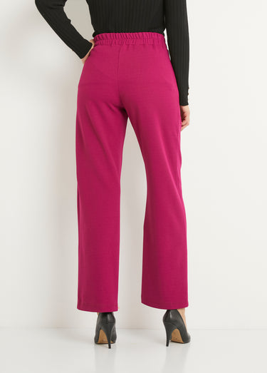 Pantalon large taille semi élastiquée uni Cassis