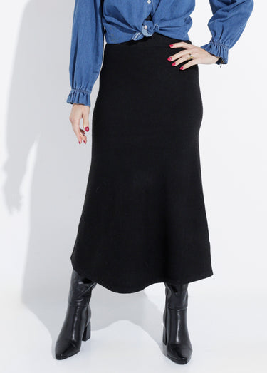 Jupe longue en maille forme tulipe Noir