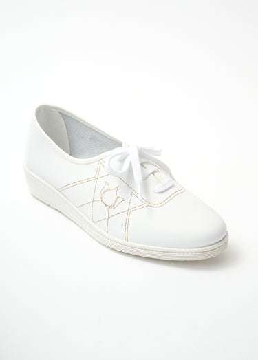 Derbies lacées largeur confort cuir Blanc