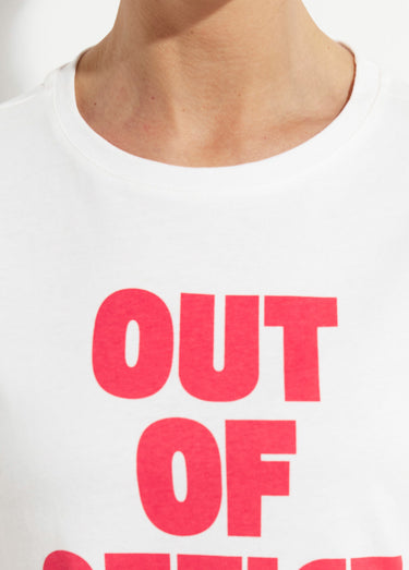 T-shirt fun inscription Out of office Blanc/Rouge