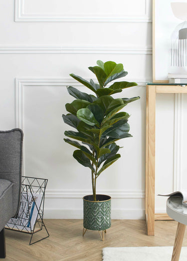 Grande plante verte artificielle en pot Vert