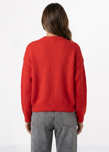 Pull col rond manches longues avec laine Rouge