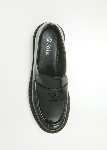 Mocassins semelle épaisse patte fantaisie Vernis Noir