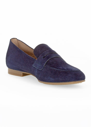 Mocassins en cuir nubuck avec bout amande Marine