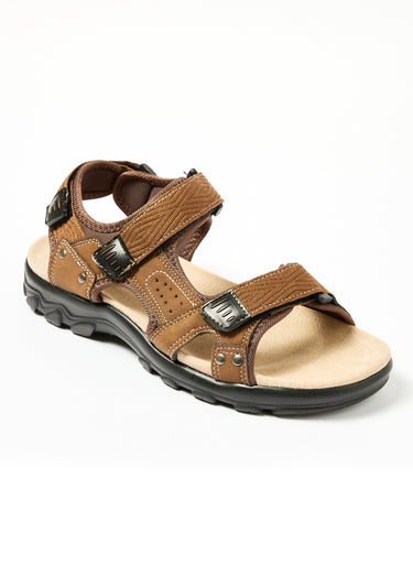 Sandales à scratchs confortables cuir Camel
