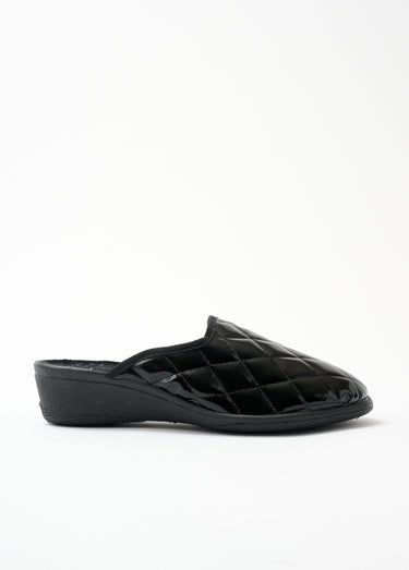 Chaussons mules largeur confort Vernis Noir