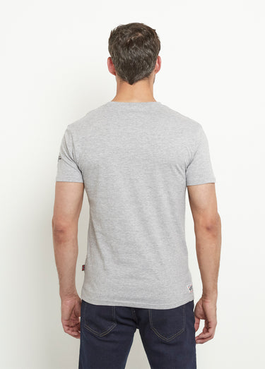 T-shirt col rond drapeau exotique Gris
