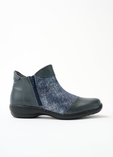 Boots cuir largeur confort double glissière Marine