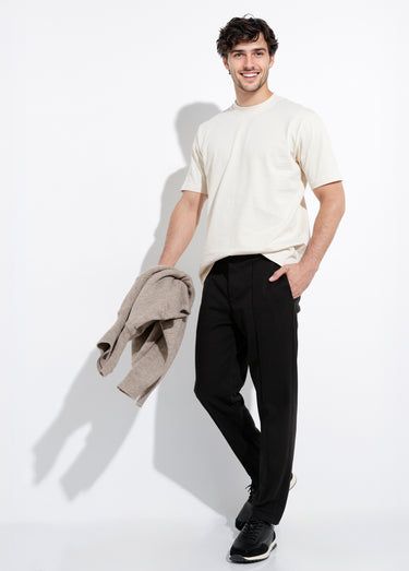 Pantalon chino en molleton avec couture Noir