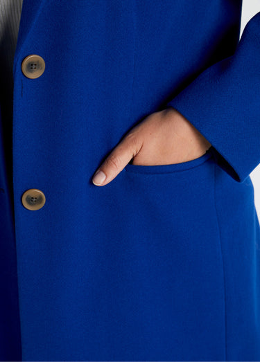 Manteau col tailleur aspect lainage Bleu Dur