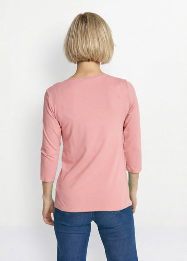 T-shirt manches 3/4 clouté fantaisie Rose