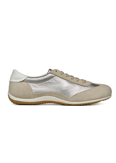 Baskets multimatières à lacets semelle fine Taupe Dore