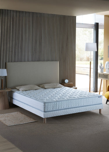 Matelas ferme à ressorts 5 zones, haut. 19/20cm Blanc