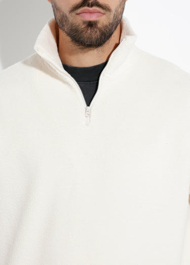 Sweat chaud en polaire col montant zippé Beige