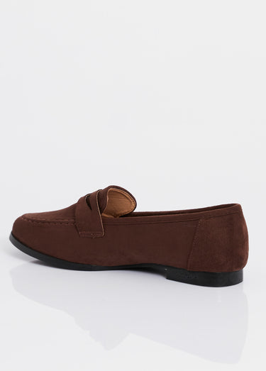 Mocassins en suédine avec bout amande Marron