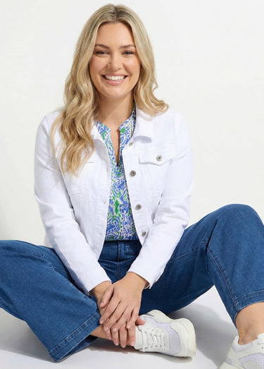 Veste en jean coupe droite stretch Blanc