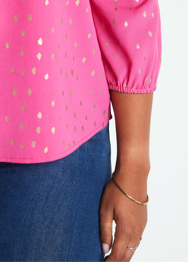 Tunique ample mi-longue manches 3/4 Rose