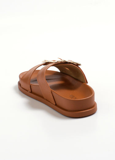 Mules avec boucles métallisées fantaisie Camel
