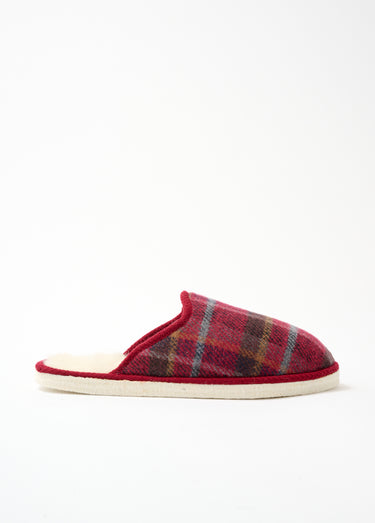 Chaussons mules mixtes tissu écossais Ecossais Bordeaux