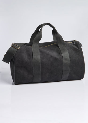 Sac forme polochon en velours cotelé Noir