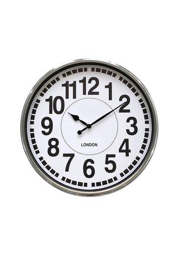 Horloge murale chromée style industriel Blanc