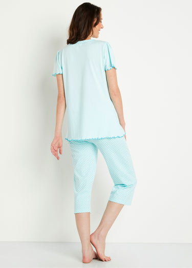 Pyjama court coton imprimé Aqua