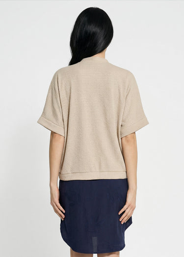 Gilet boléro en maille gaufrée Beige