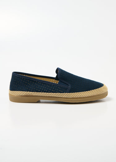 Mocassins toile perforée élastiqués Marine