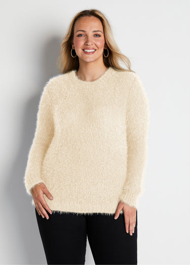Pull maille douce effet poilu Ecru