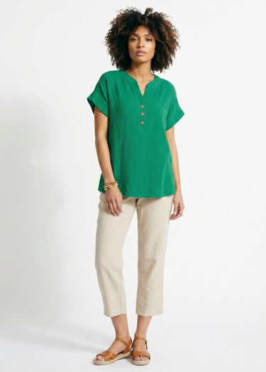 Tunique longue ample coton uni Vert
