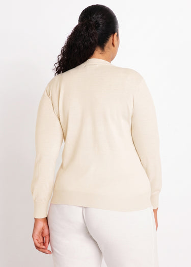 Pull laine mérinos manches longues Naturel