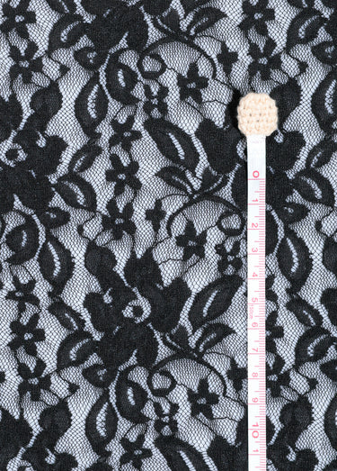 Coupon tissu broderie fleurs et tulle 4N Noir