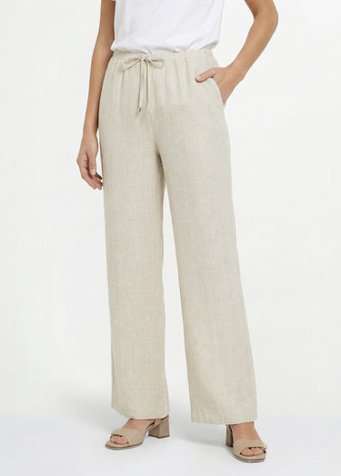 Pantalon tailleur rayé aspect irrégulier Beige