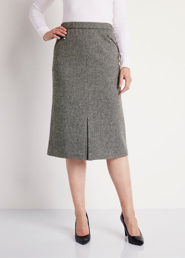 Jupe chevrons ou chiné longueur 70 cm avec laine Chevrons Gris