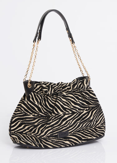 Sac à main bourse, motif velours zèbre Zebre